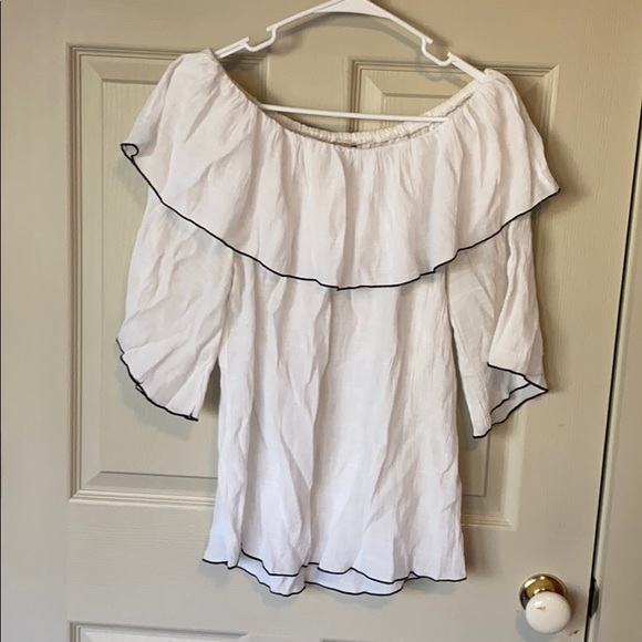 Off the shoulder! Cato size L white/black trim - Picture 1 of 4